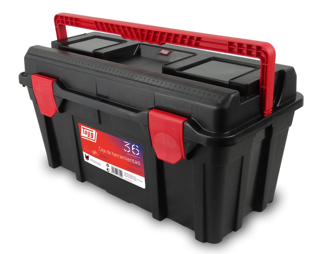 Caja de herramientas plástica Tayg Modelo 36 con asa roja