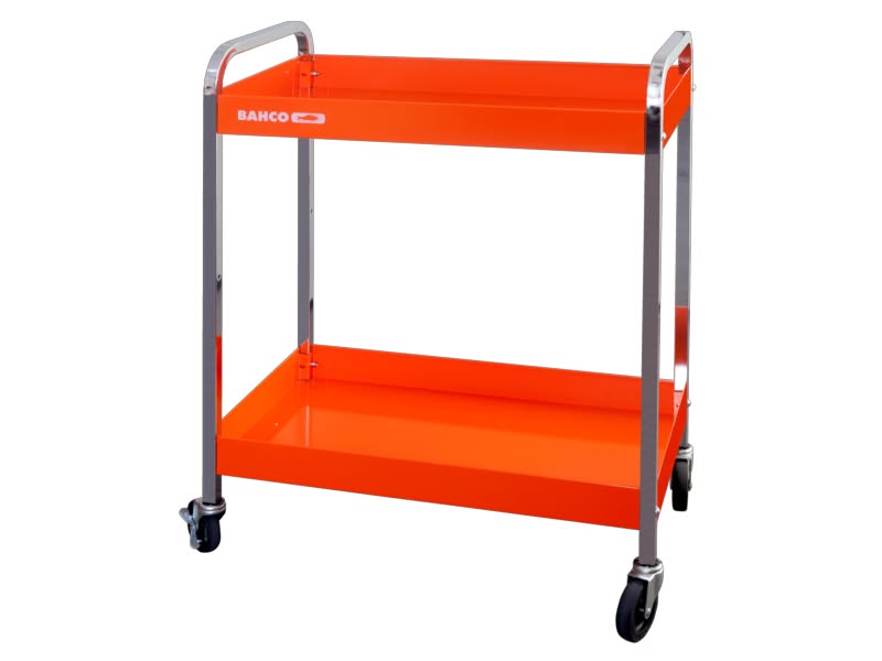 Carro de servicio móvil Bahco de 2 estantes color naranja